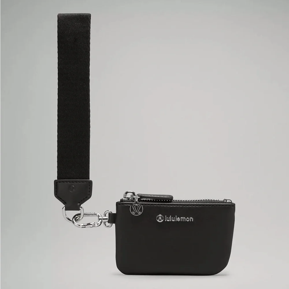 Lululemon Dual Pouch Wristlet Leather Alternative- Black/Silver
